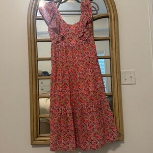 CROSBY by Mollie Burch One Shoulder Floral Dress in Pink and Red